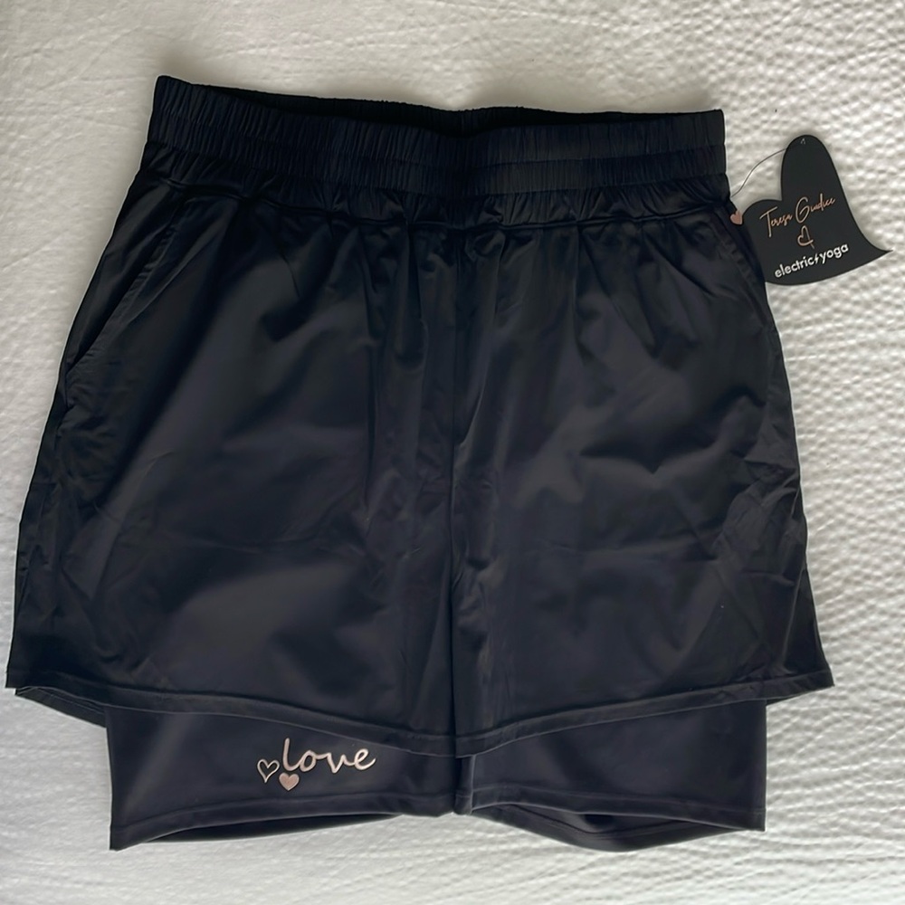 Electric Yoga Double Down for Love Shorts, Black, Size Large
